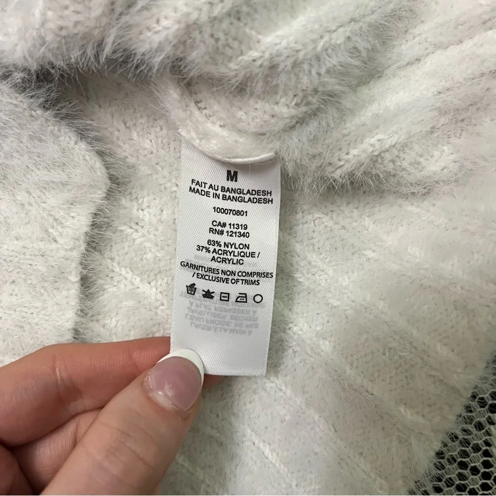 Garage White Fuzzy Women's Cardigan - Picture 5 of 8